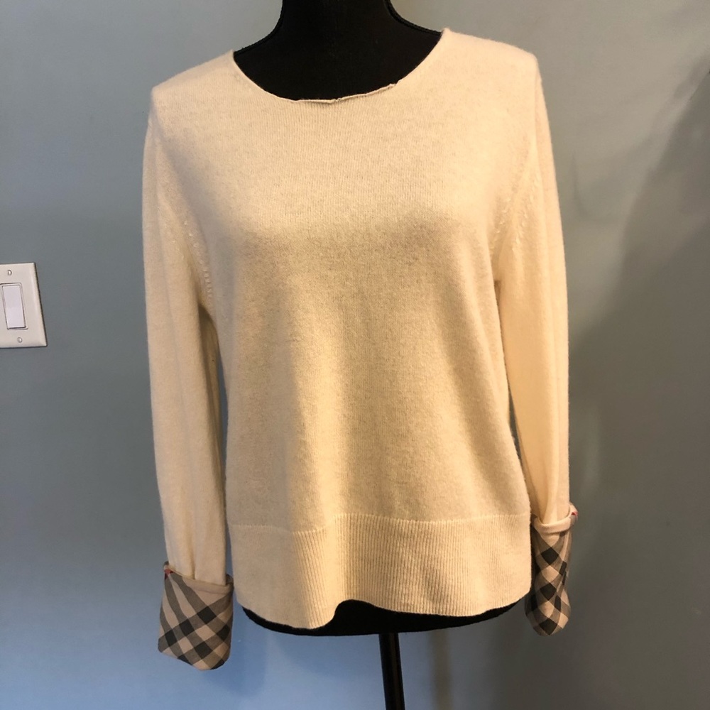 Burberry 100% Cashmere Cream Sweater XL